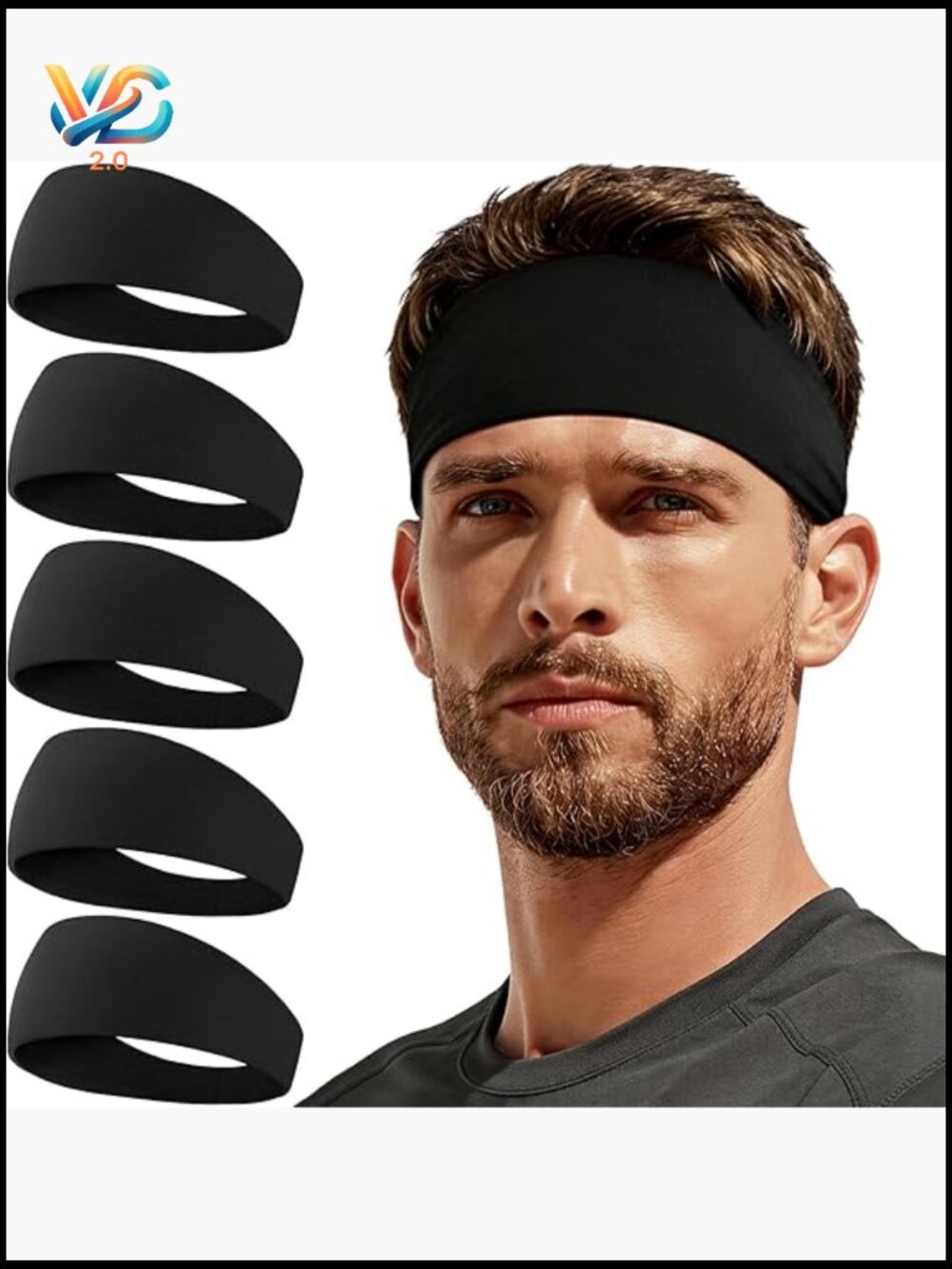 5 Pack Sweat Band Running Sports Headbands Moisture Wicking Workout Headband